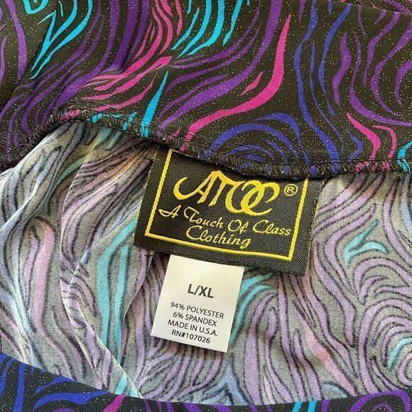 A Touch of Class Clothing Womens L/XL Tunic Top Purple Square Neck 3/4 Sleeves - Picture 11 of 13